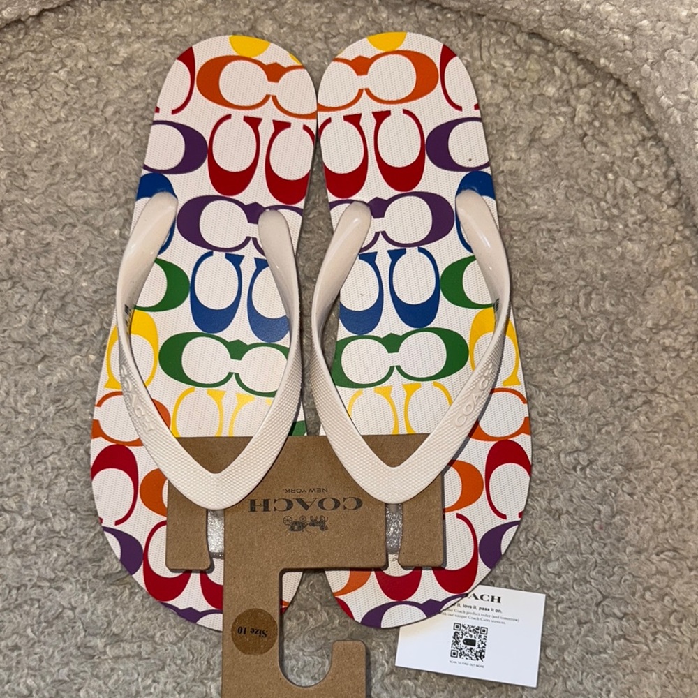 Coach Multicolor Logo Flip Flops